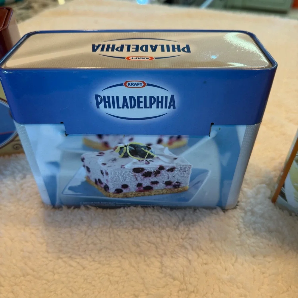 Vintage‎ Recipe Tin Lot Hershey Philadelphia Cupcakes Casserole w Recipe Cards